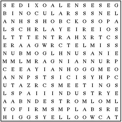 Optical Munitions Find-A-Word Puzzle